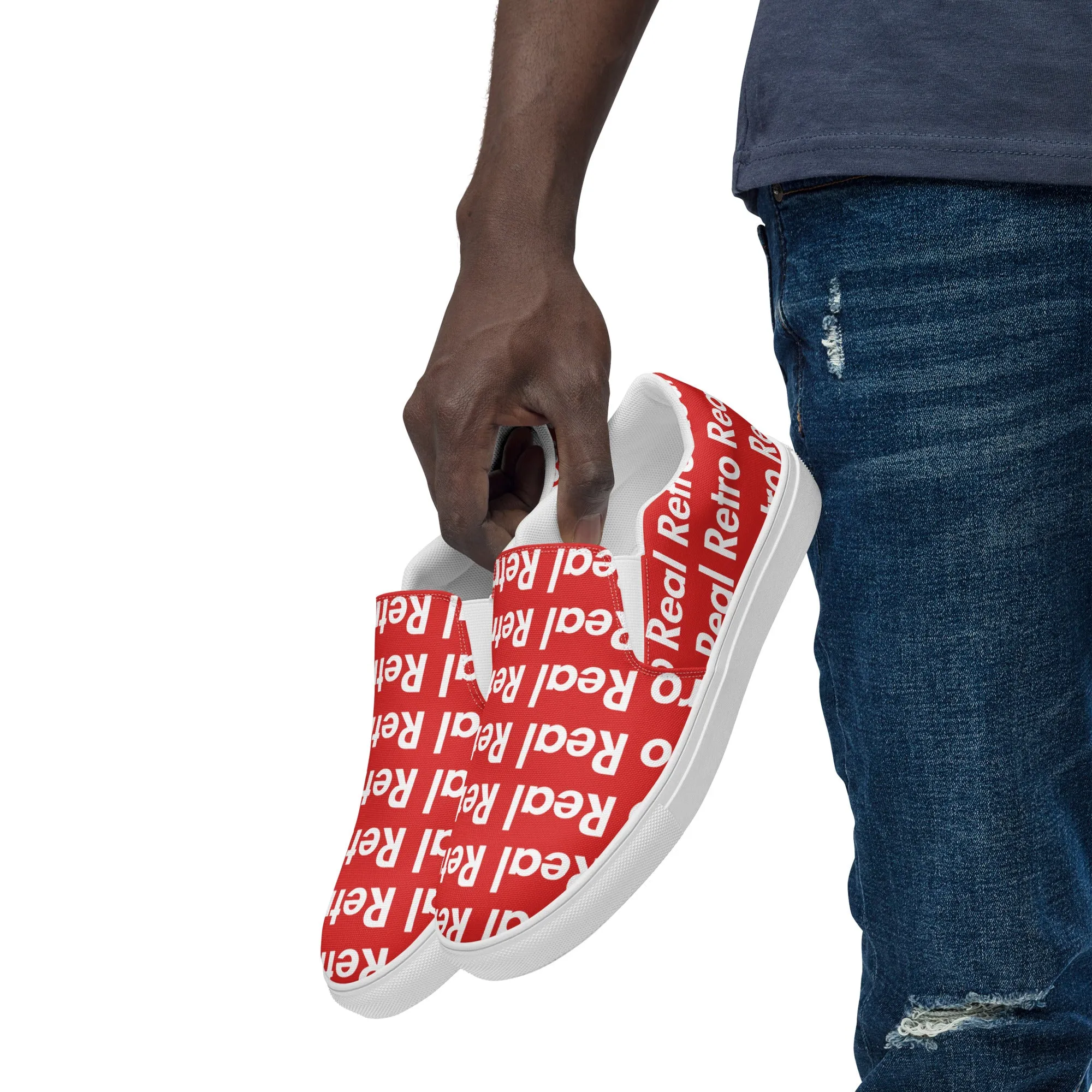 Real Retro Red Men’s slip-on canvas shoes