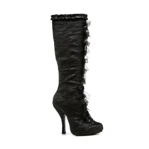 Satin Knee Boots with Concealed Platform