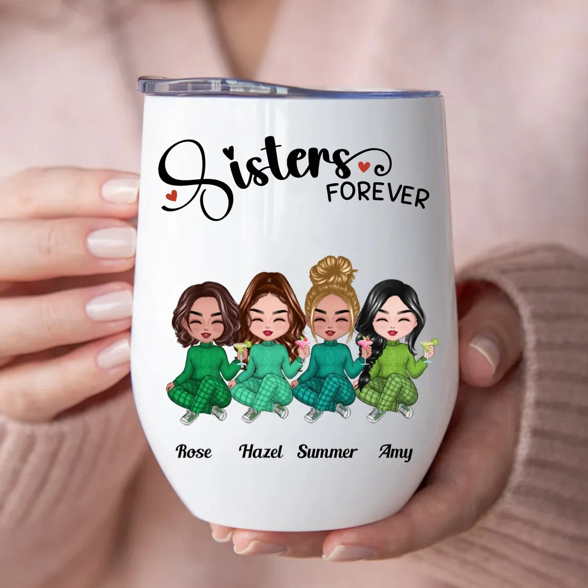 Sisters - Sisters Forever - Personalized Wine Tumbler