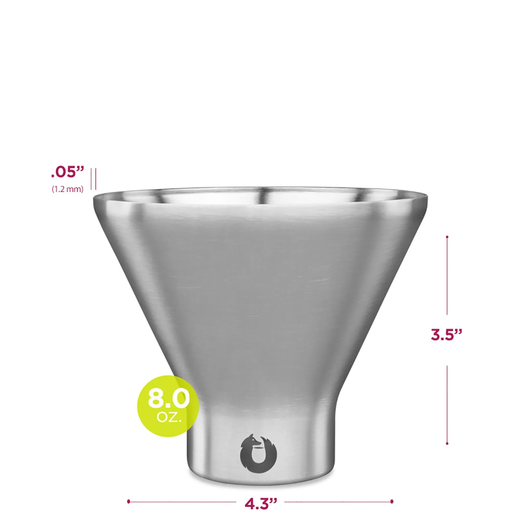 Stainless Steel Martini Glass Set of 2