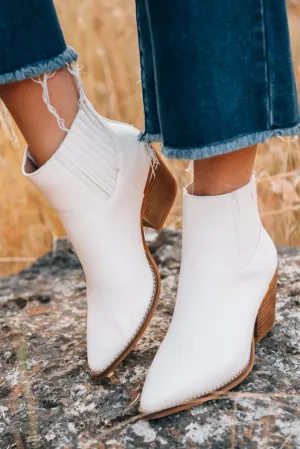 Stella White Snakeskin Booties