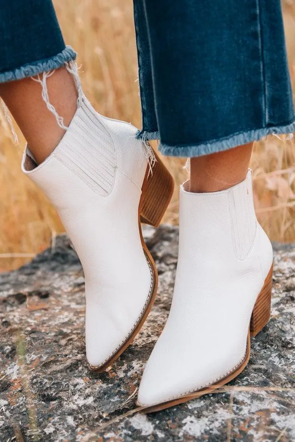 Stella White Snakeskin Booties