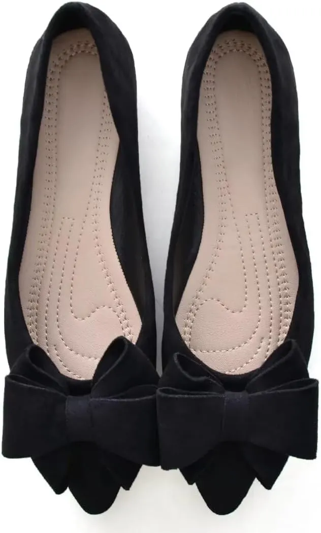 TN TANGNEST Women Fashion Bowknot Flats Comfort Pointed Toe Dress Shoes