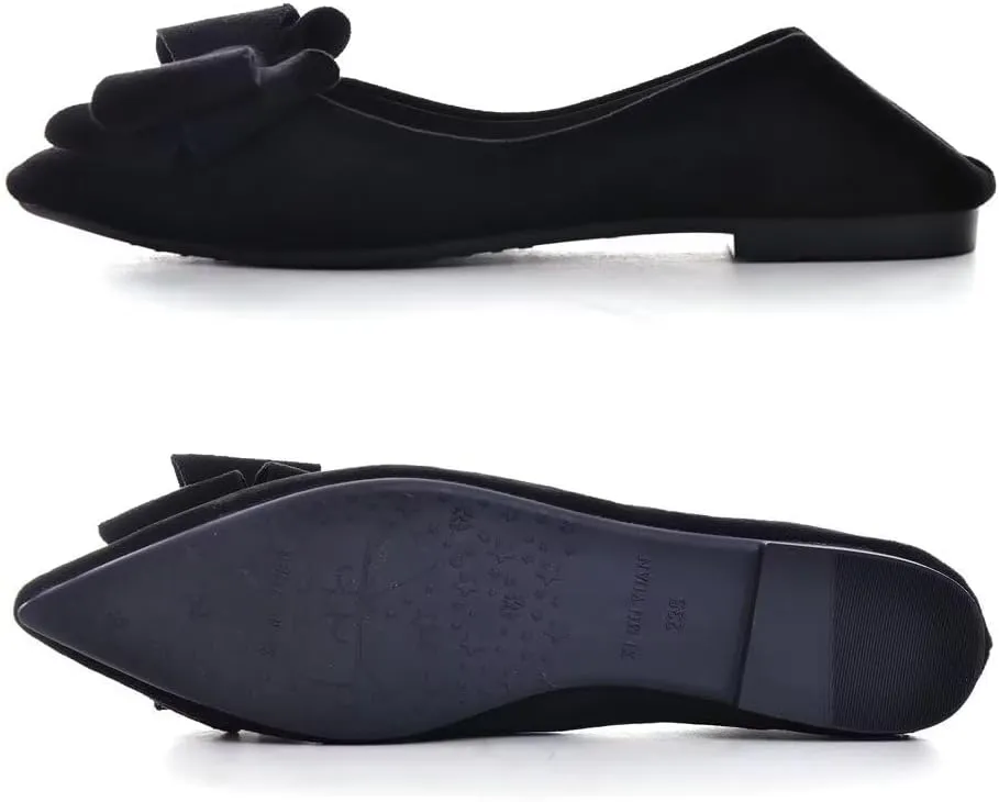 TN TANGNEST Women Fashion Bowknot Flats Comfort Pointed Toe Dress Shoes