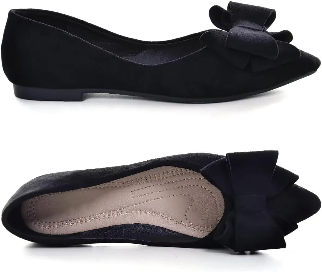 TN TANGNEST Women Fashion Bowknot Flats Comfort Pointed Toe Dress Shoes