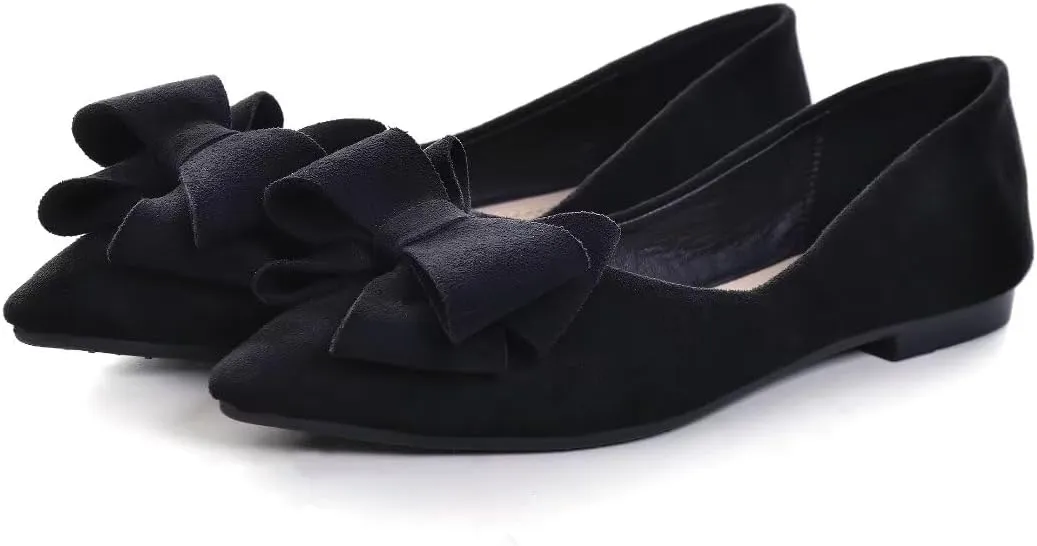 TN TANGNEST Women Fashion Bowknot Flats Comfort Pointed Toe Dress Shoes