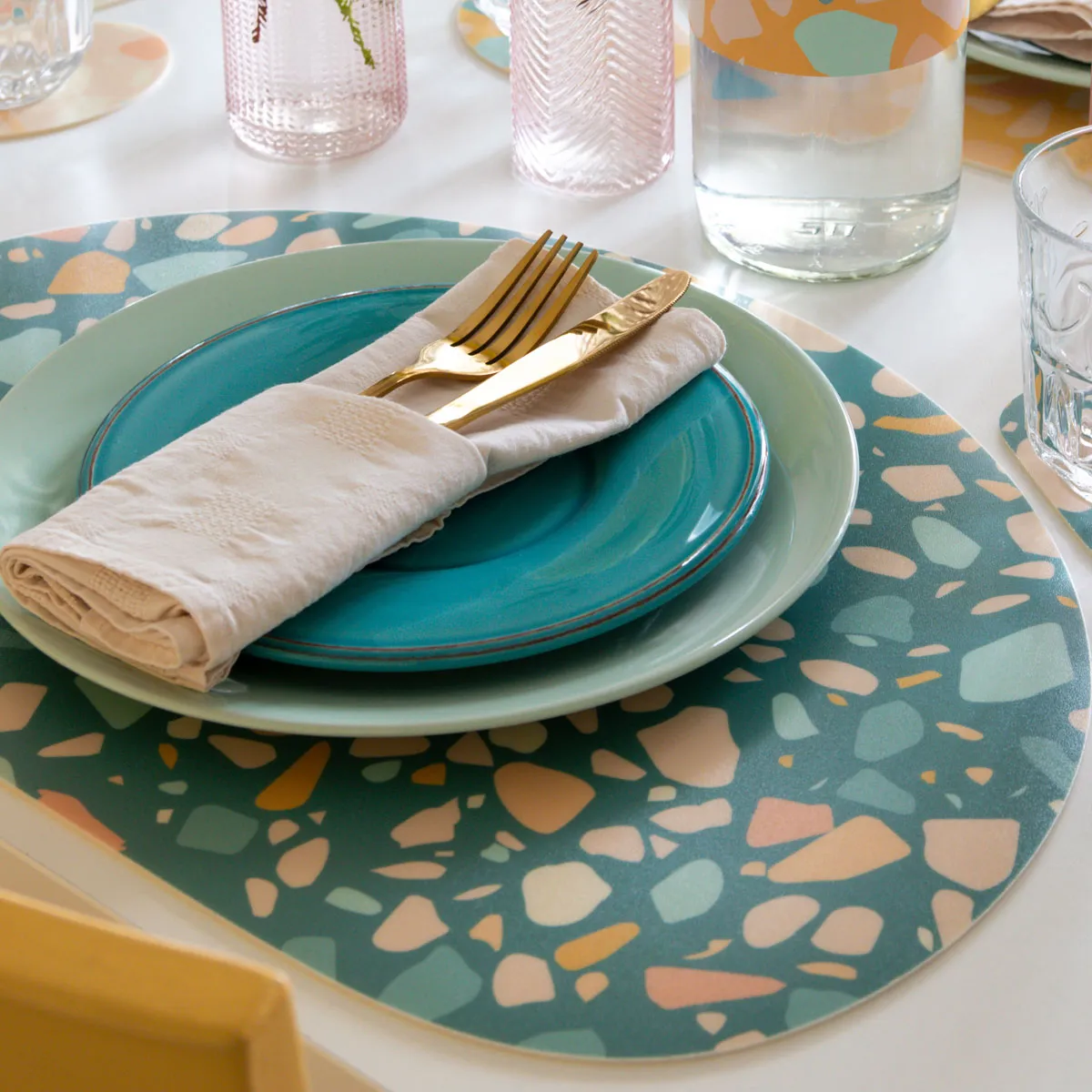 Tovagliette Sottopiatto Colorful Terrazzo - Cream
