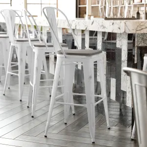 White Metal Stool-Gray Seat ET-3534-30-WH-PL1G-GG