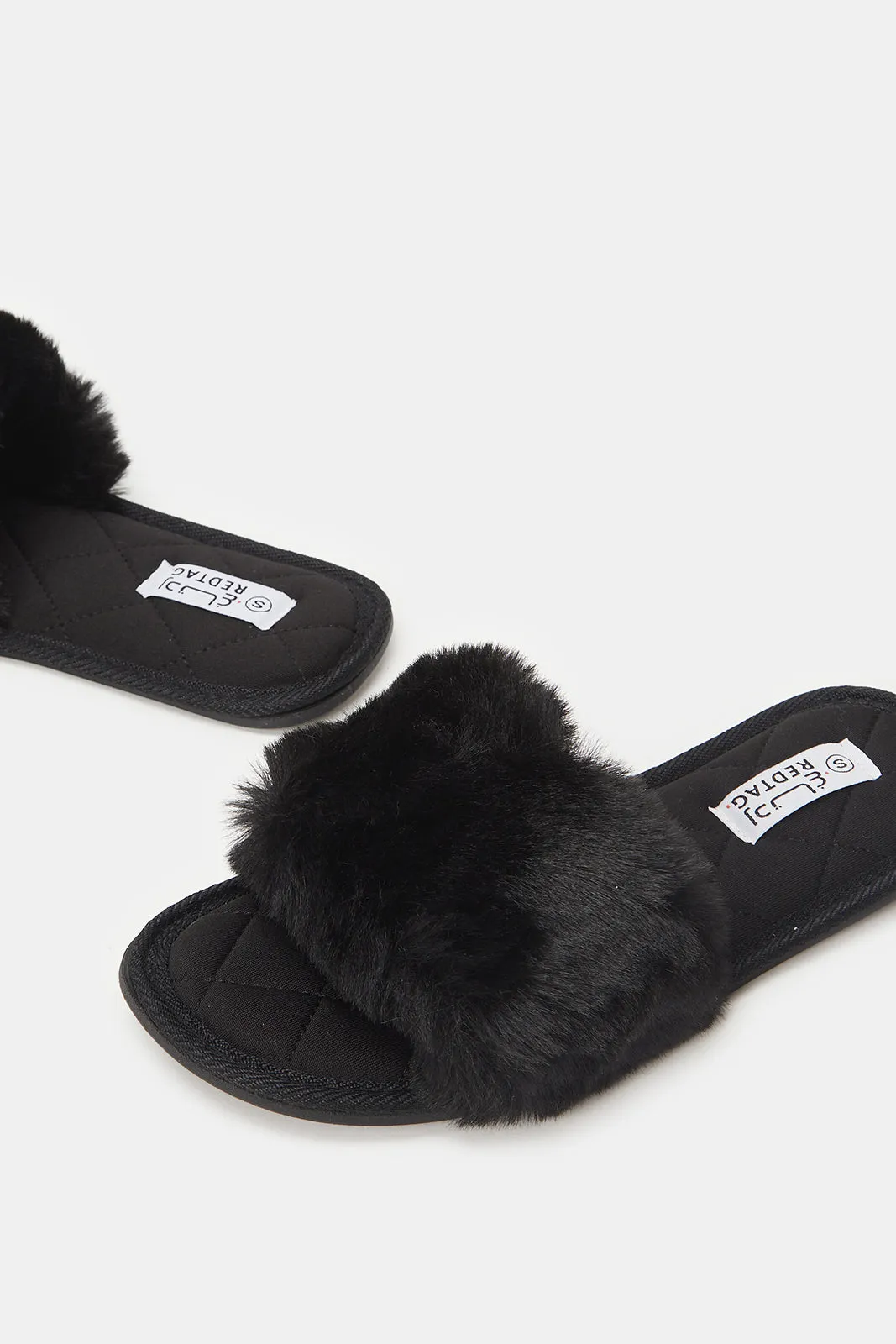 Women Black Quilt Sock Slippers