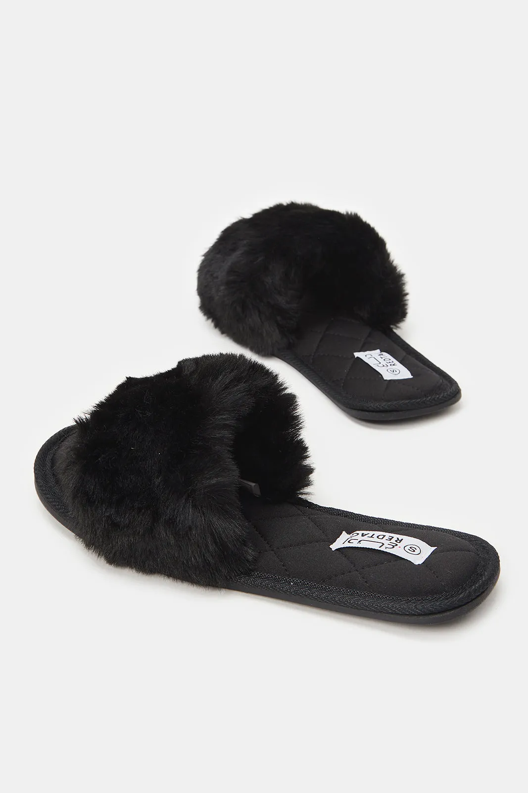 Women Black Quilt Sock Slippers