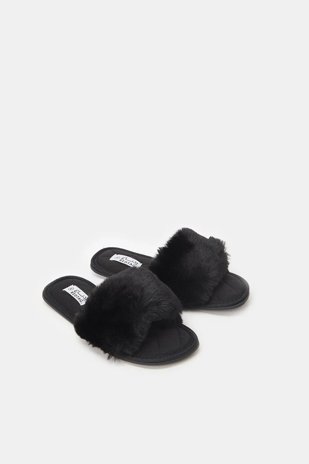Women Black Quilt Sock Slippers