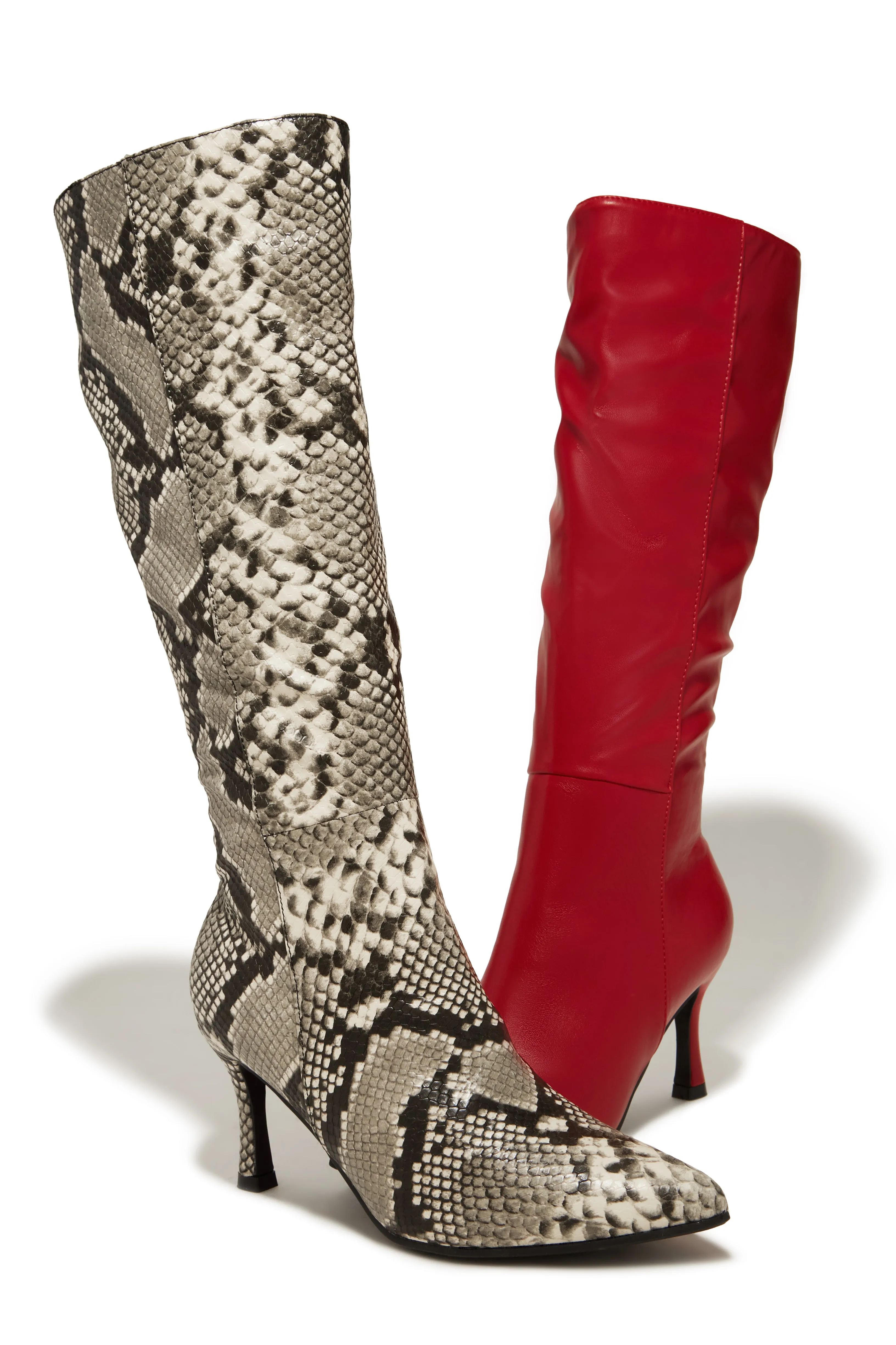 Zama Knee High Heel Boots - Snake