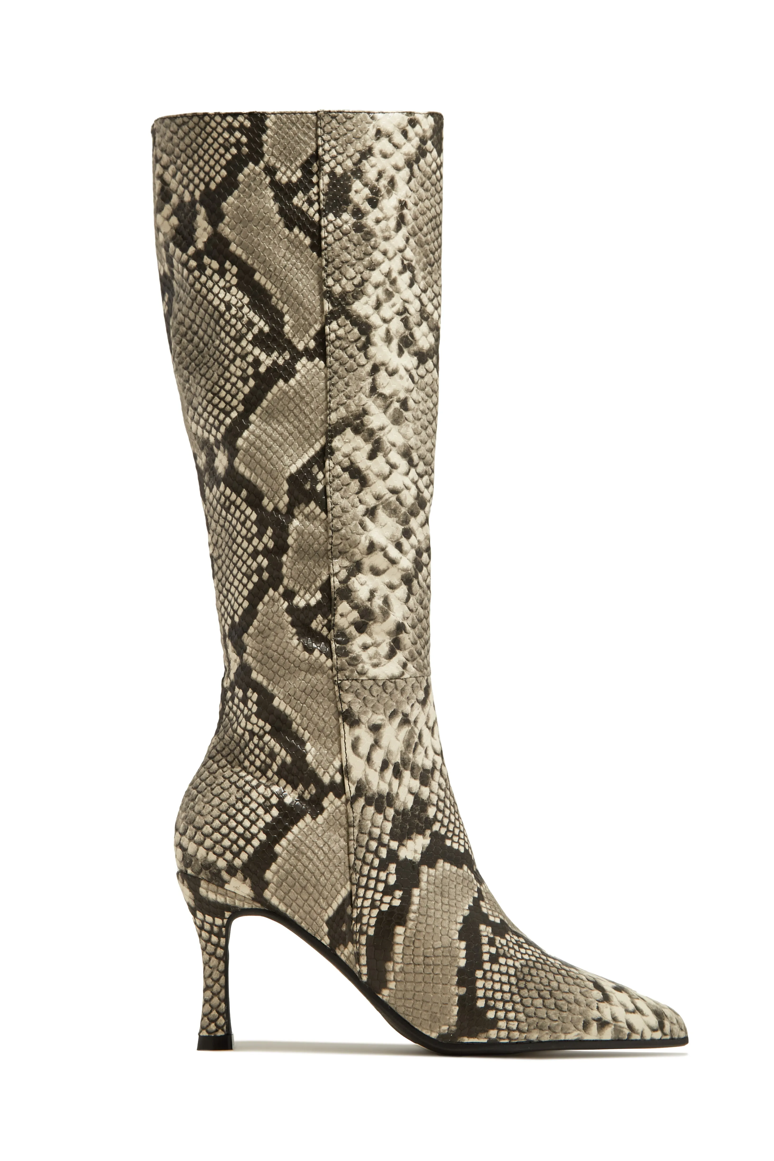 Zama Knee High Heel Boots - Snake